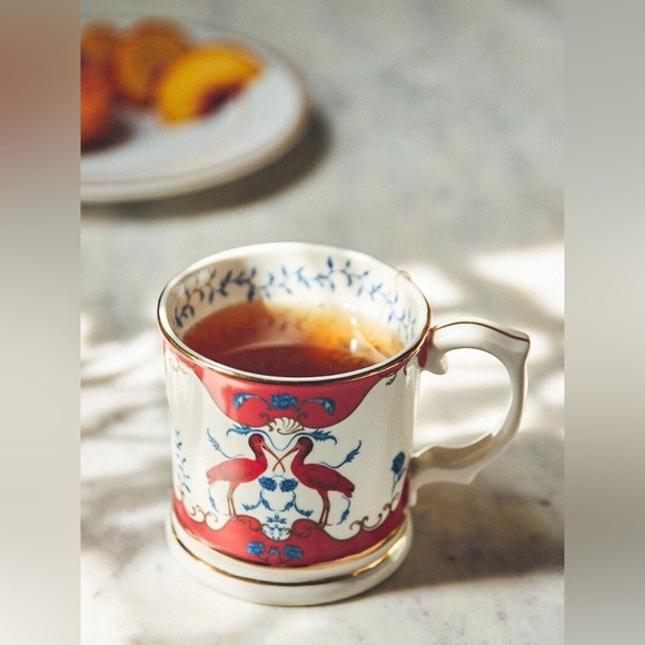 ANTHROPOLOGIE LOU ROTA SCARLETT FLAMINGO STONEWARE MUG CUP New - Picture 1 of 2